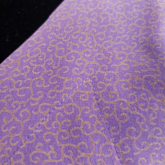 Linda Allard for Ellen Tracy Silk Purple and Micro Gold Print Tank Top Blouse 6 - Picture 6 of 8